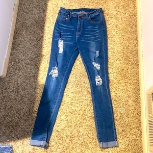 Blue skinny jeans